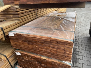 Ca. 102x Angelim Pedra Planken Geschaafd, 21x90mm, lengte 28/215cm, 74